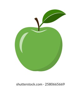 Apple icon. Simple green apple on white background. Isolated apple symbol. Vector illustration