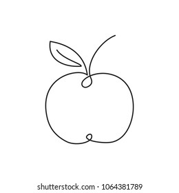 Apple icon. Single line drawing art