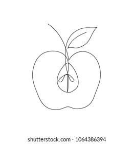 Apple icon. Single line drawing art