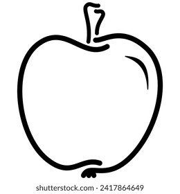 Apple icon with stem - black outline