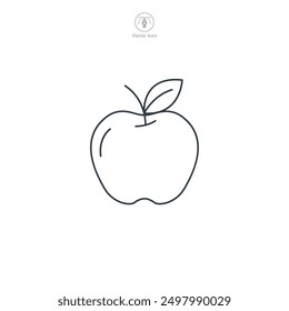 Ilustración vectorial del símbolo del icono de la manzana aislada en el fondo blanco