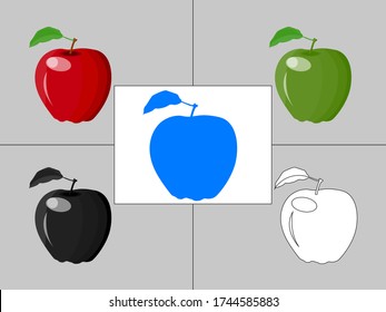 Apple icon. Apple symbol for website, logo and apps. Red apple, green apple. Flat icon. Creative logo. Healthy food sign and symbol. Isolated vector illustration. Closeup. Logo.