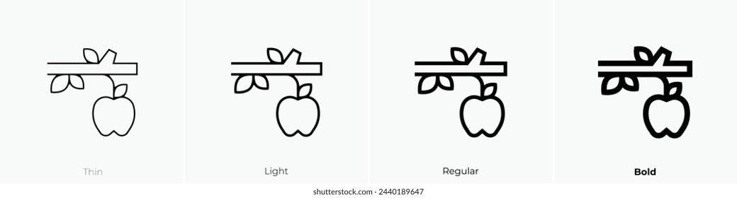 apple icon. Thin, Light Regular And Bold style design isolated on white background