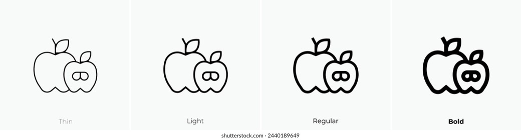 apple icon. Thin, Light Regular And Bold style design isolated on white background