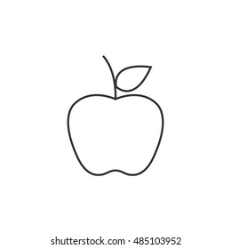 Apple icon in thin outline style. Food fruit healthy lifestyle diet sweet school snack