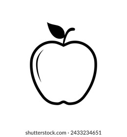 Vector de icono de Apple en estilo de silueta negra. Concepto de fruta saludable