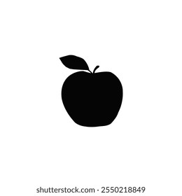 Apple icon vector in black silhouette. Healthy fruit concept illustration.