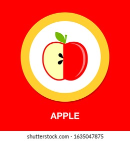 apple icon, vector fruit illustration, healthy food