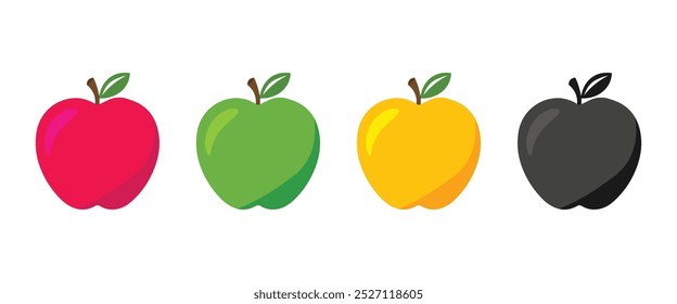 Apple Icon Vector Illustration Design, Red, Yellow, Green and black colored.