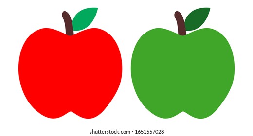 Icono de Apple ilustración de plano diseño en fondo blanco. Frutos de manzana roja, ilustración de manzana verde
