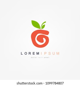 Apple icon. Vector illustration. Red apple with green leaf logo.