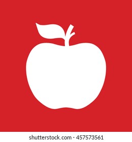Apple icon vector illustration. Red background