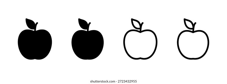 Ilustración vectorial de icono de Apple. Signo de manzana y símbolos para el Diseño web.