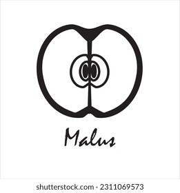 Apple icon vector. Malus Icon Illustration,Half Fruits Illustration