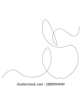 Dibujo de una línea del vector de icono de Apple aislado en el fondo blanco. Ilustración del vector