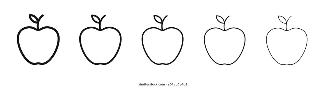 Apple icon vector outline set illustration sign