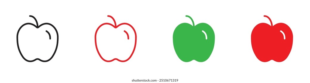 Apple icon Vector set outline