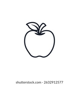 Apple Icon Vector Symbol. Minimalist Fruit Design Isolated on White Background