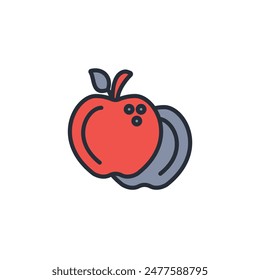 Apple-Symbol. Vektorgrafik.Editierbarer Strich.Lineares Stilzeichen zur Verwendung Webdesign,logo.Symboldarstellung.