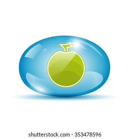 Apple icon in a water drop sphere