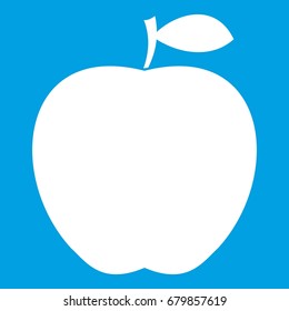 Apple icon white isolated on blue background vector illustration