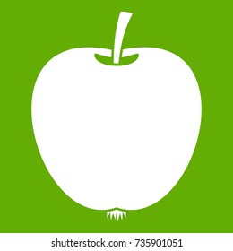 Apple icon white isolated on green background. Vector illustration