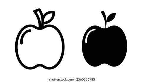Apple Icons. black and white vector illustration set.
