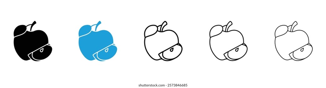 Apple icons in filled and 3 stroke weights