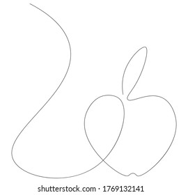 Apple icons on white background one line drawing, vector illustration