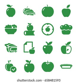 Apple icons set. set of 16 apple filled icons such as pie