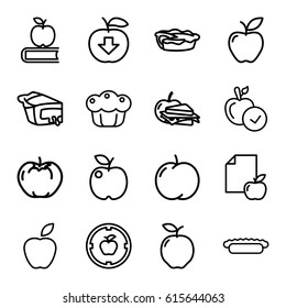 Apple icons set. set of 16 apple outline icons such as 