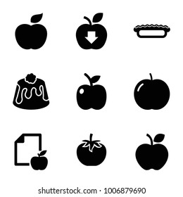 Apple icons. set of 9 editable filled apple icons such as