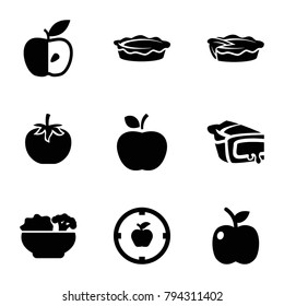 Apple icons. set of 9 editable filled apple icons such as pie