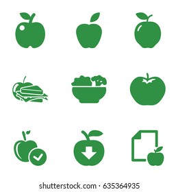 Apple icons set. set of 9 apple filled icons such as