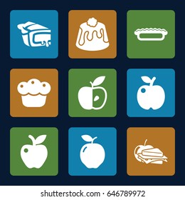 Apple icons set. set of 9 apple filled icons such as