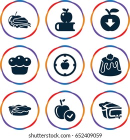 Apple icons set. set of 9 apple filled icons such as