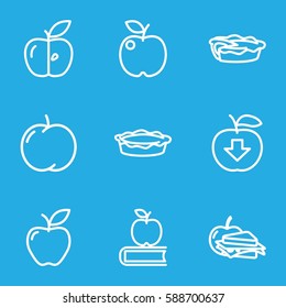 apple icons set. Set of 9 apple outline icons such as 