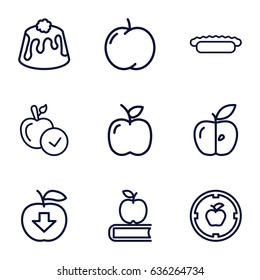 Apple icons set. set of 9 apple outline icons such as