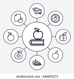 Apple icons set. set of 9 apple outline icons such as
