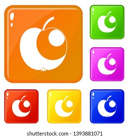 Apple icons set collection vector 6 color isolated on white background