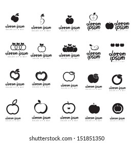 Apple Icons Set - Isolated On White Background - Vector Illustration, Graphic Design Editable For Your Design. Apple Logo
