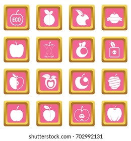 Apple icons set in pink color isolated vector illustration for web and any design