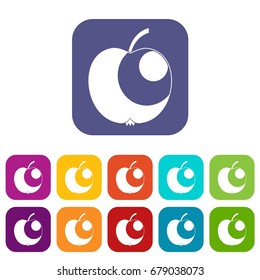 Apple icons set vector illustration in flat style In colors red, blue, green and other