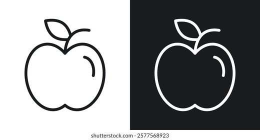 Apple icons in thin black and white stroke liner style