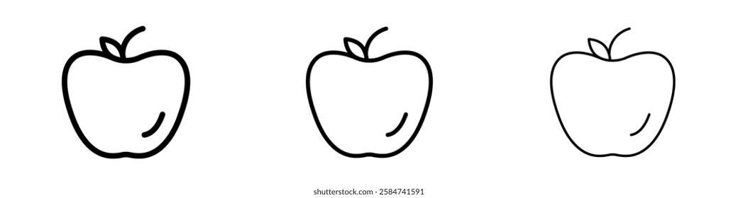Apple icons in three different stroke lines