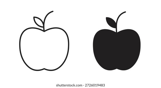 Símbolo de Vector de iconos de manzana con trazo editable y versiones planas