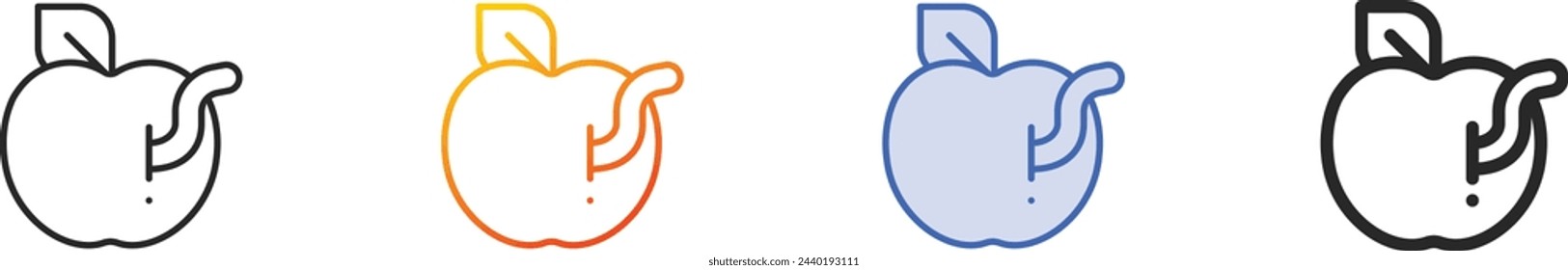 apple icon.Thin Linear, Gradient, Blue Stroke and bold Style Design Isolated On White Background