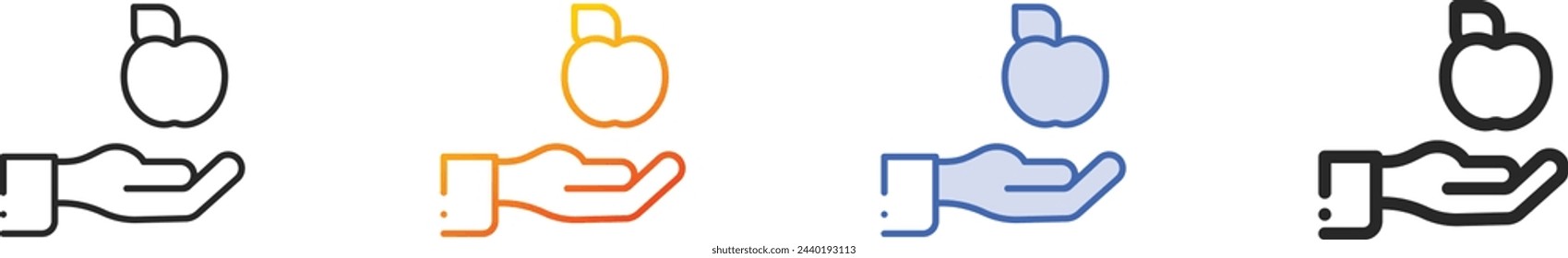 apple icon.Thin Linear, Gradient, Blue Stroke and bold Style Design Isolated On White Background