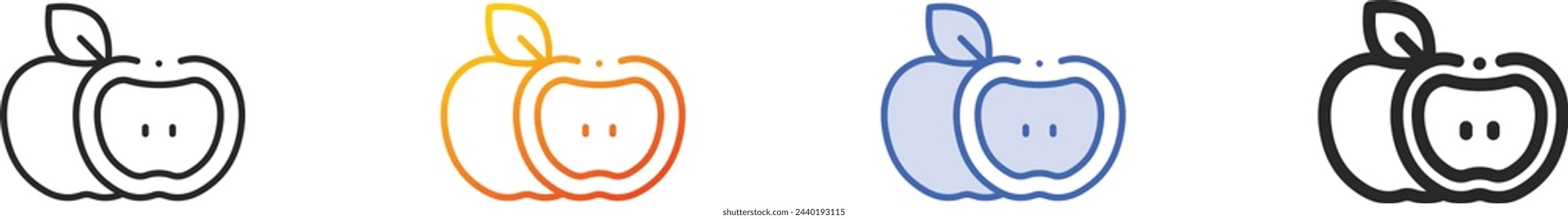 apple icon.Thin Linear, Gradient, Blue Stroke and bold Style Design Isolated On White Background