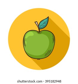 Apple icon.Vector Green apple icon isolated with shadow.